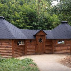 Twin Octagon BBQ Hut with Corridor (2 × 16.5 m² + 5.78 m²)