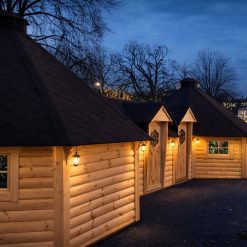 Twin Octagon BBQ Hut with Corridor (2 × 16.5 m² + 5.78 m²)