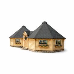 Twin Octagon BBQ Hut with Corridor (2 × 16.5 m² + 5.78 m²)