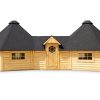 Twin Octagon BBQ Hut with Corridor (2 × 16.5 m² + 5.78 m²)