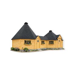 Double BBQ Hut (16.5 m² + 25 m²) with 4.6 m² Corridor